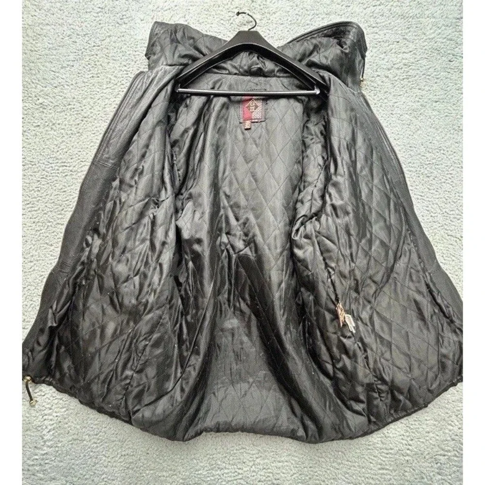 Vintage 90s GIII Leather Jacket Coat Hooded Parka Full Zip Men’s Large Vented